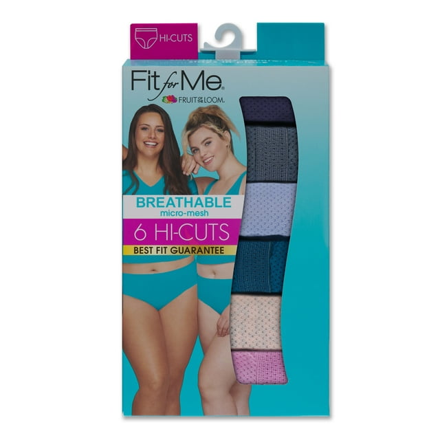 Fit for Me by Fruit of the Loom Women's Plus Size Cotton Stretch Brief  Underwear, 6 Pack