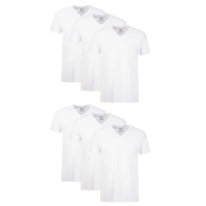 Hanes Ultimate Men's 6-Pack Classics V-Neck T-Shirt Value Pack, White, Large