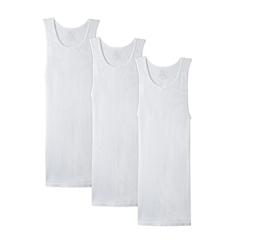 Fruit of the Loom Men's 100% Cotton A-Shirts Tank Tops Undershirts (Assorted Solids, Small)