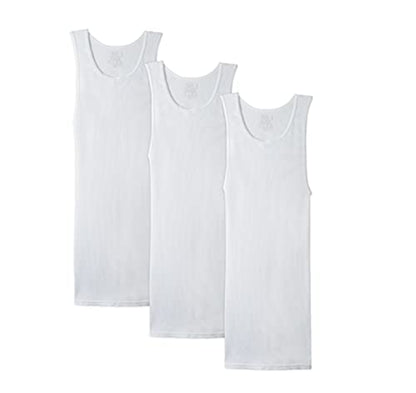 Fruit of the Loom Men's 100% Cotton A-Shirts Tank Tops Undershirts (Assorted Solids, Small)