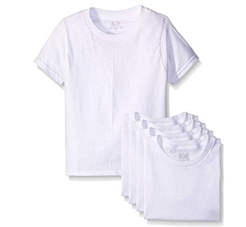 Fruit of the Loom Boys White Crews Tee, Large (Pack of 5)