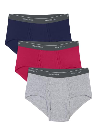 Fruit of the Loom Men's Cotton Mid-Rise Fashion Briefs 3-Pack (X-Large (40-42"))