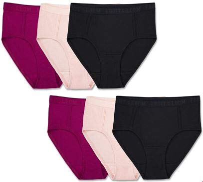 Fruit of the Loom Women's Underwear Soft and Comfy Panties, High Leg Bikini-Stretch-Assorted Color, 6
