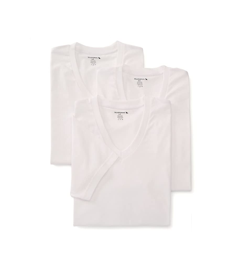 Munsingwear Cotton V-Neck T-Shirts - 3 Pack (MW52) XL/White
