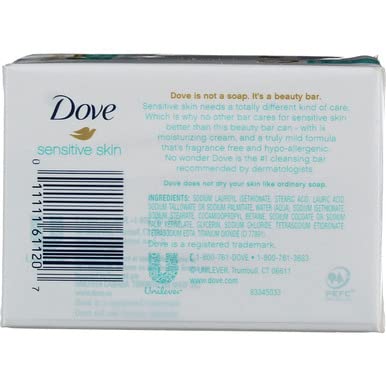 Dove Sensitive Skin Unscented Hypo-Allergenic Beauty Bar 4 oz, 2 ea