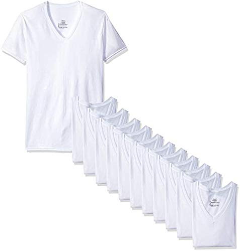 Hanes Men's V-Neck T-Shirts (White - 12 Pack, X-Large)