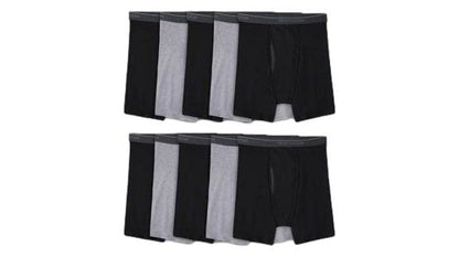 Fruit of the Loom Boxer Briefs 10 Pack (Coolzone Fly) (Large) Black/Gray