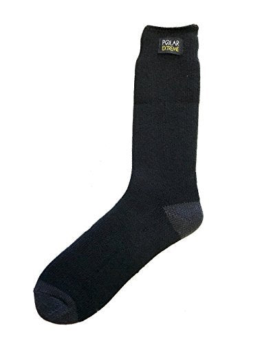 Polar Extreme Mens Slipper-socks, Black With Gray, 10-13 US