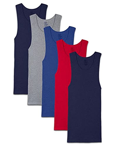 Fruit of the Loom Men's 100% Cotton A-Shirts Tank Tops Undershirts (Assorted Solids, Small)