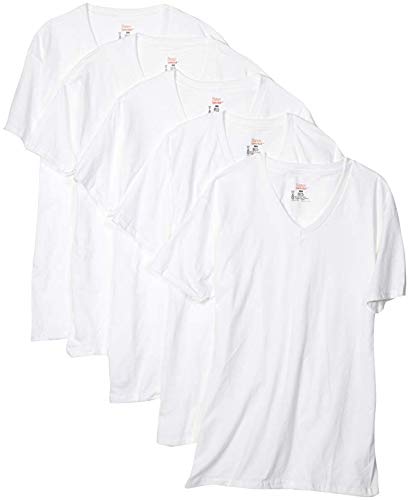 Hanes Ultimate Men's 5-Pack ComfortSoft V-Neck Tee (White, XX-Large/Tall)