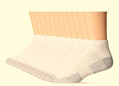 Fruit of the Loom Mens 24 Pair Half Cushion Ankle Sock Sockshosiery, white, Shoe size 6-12