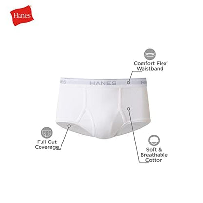 Hanes Mens Moisture-wicking Cotton Briefs, Available In White And Black, Multi-packs, White - 9 Pack, X-Large US