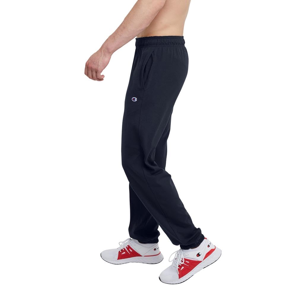 Champion, Lightweight Lounge, Jersey Knit Casual Pants for Men (Reg. or Big, Navy C Patch Logo, XX-Large Tall