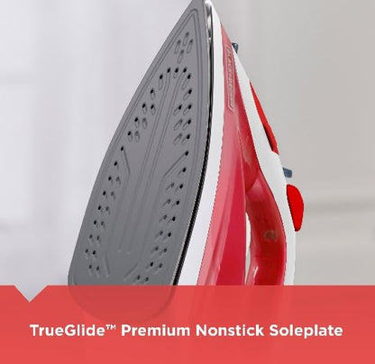 BLACK+DECKER Variable Control Compact Iron, TrueGlide Premium Nonstick Soleplate, Ergonomic Mist/Steam Burst, Red
