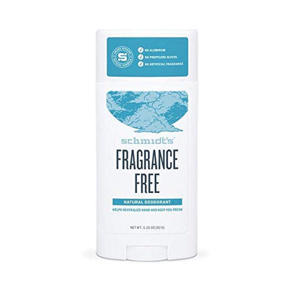 Schmidt's Deodorant - Fragrance-Free, Unscented, Aluminum-Free Odor Protection & Wetness Relief, 3.25 Ounce (Pack of 3)