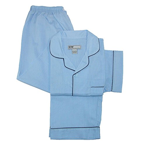 Ten West Apparel Men's Short Sleeve Long Leg Solid Pajama Set, Medium, Light Blue