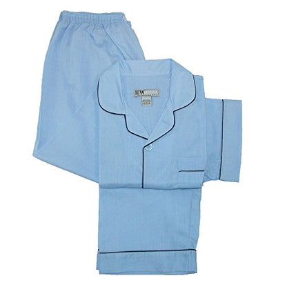 Ten West Apparel Men's Short Sleeve Long Leg Solid Pajama Set, Medium, Light Blue