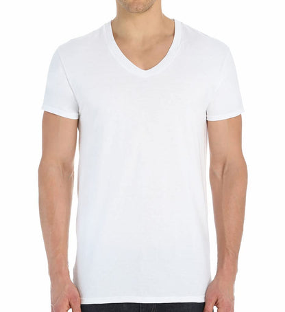Fruit of the Loom Men'sExtended Sizes V-Neck T-Shirt, White, XXX-Large(Pack of 3)