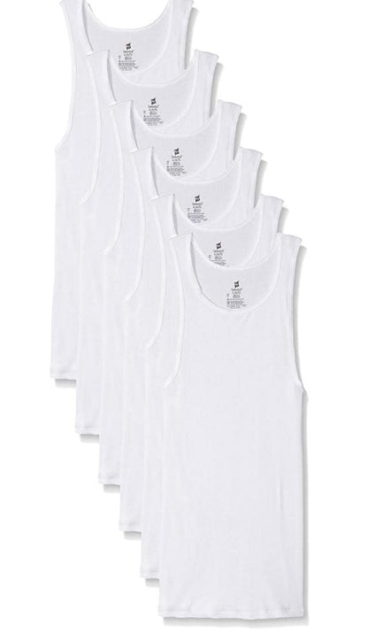 Hanes Men's 6-Pack White Tagless A-Shirts Tanks Tank Top Undershirts, White Pack of 6 Shirts), Medium