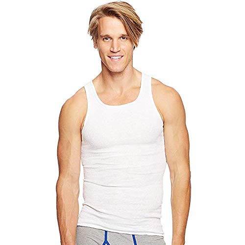 Hanes Men’s 6Pack White A-Shirts Tagless Undershirts Tanks Tank Tops L