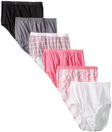 Hanes Womens Cotton Brief Panties, Available in Multiple Packs 6 Pack - Assorted 2 8 One Size