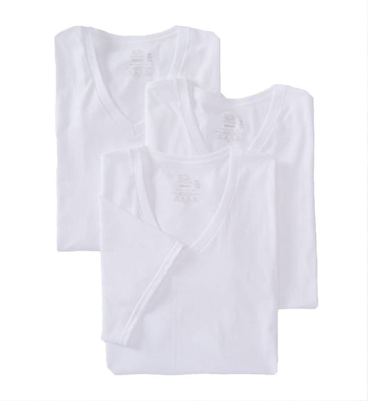Fruit of the Loom Men'sExtended Sizes V-Neck T-Shirt, White, XXX-Large(Pack of 3)