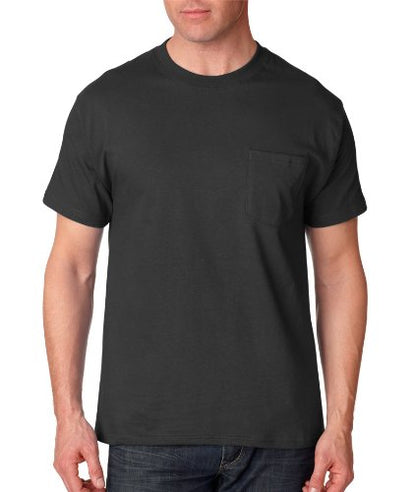 Hanes Men's 2 Pack Short-Sleeve Pocket Beefy-T (Black, Medium/38-40" Chest)