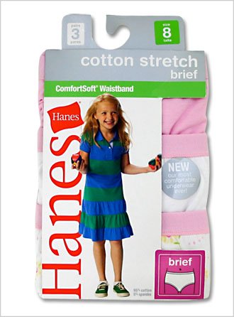 Hanes Girls Cotton Stretch Brief with ComfortSoft Waistband - 3 Pack gcsb30
