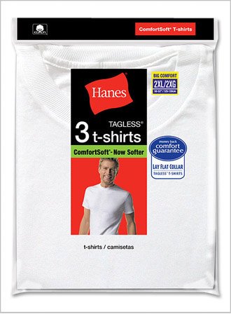 Hanes White Crew Neck T 3 Pack, XXL-White