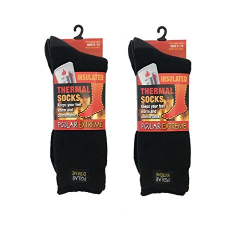 Polar Extreme Mens Slipper-socks, Black With Gray, 10-13 US