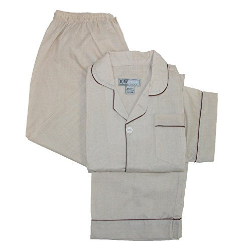 Ten West Apparel Men's Short Sleeve Long Leg Solid Pajama Set, XL, Tan