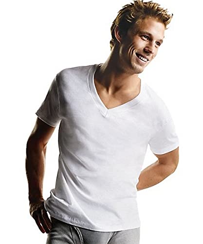 Hanes Mens Moisture-Wicking V-Neck Undershirt 3-Pack, L, White