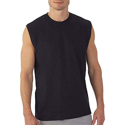 Hanes Men's Hanes 4-Pack Red Label Dyed Muscle (Black Performance Sleeveless Crew, XX-Large)