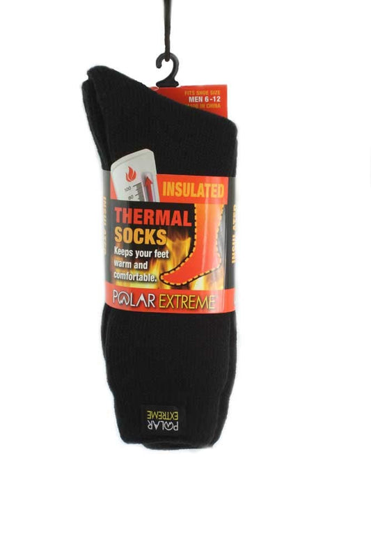 Polar Extreme Mens Thermal Insulated Black Casual Sock - One Size Fits All