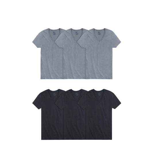 Fruit of the Loom Mens Short Sleeve V-Neck T-Shirt 6 Pack, M, Assorted