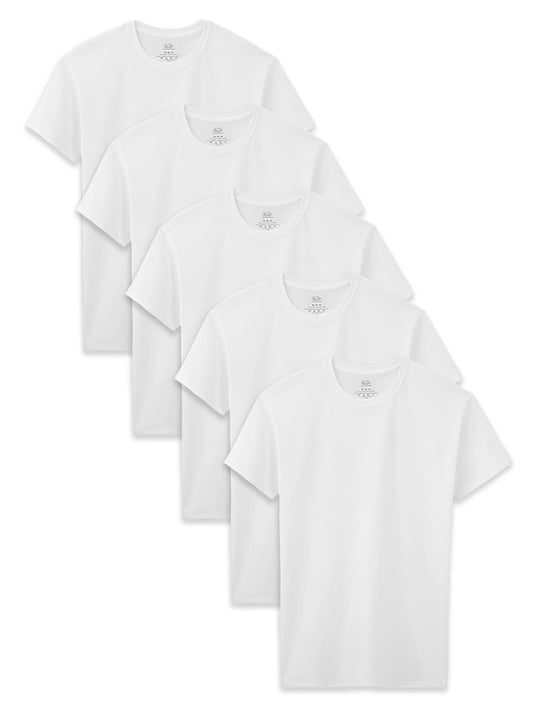 Fruit of the Loom Boys White Crew T-Shirts 5 Pack, S, White