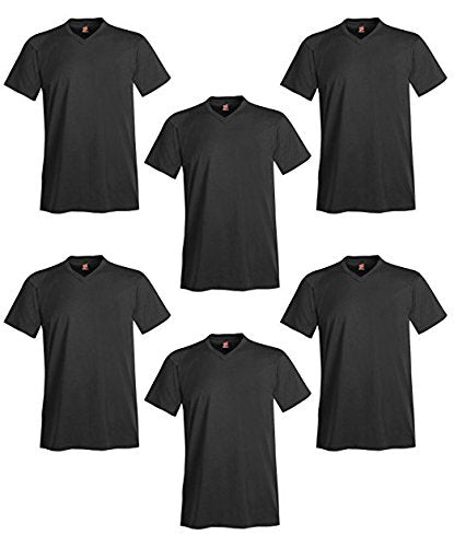 Hanes Men's 6-Pack V-Neck T-Shirt - Vintage Black - X-Large