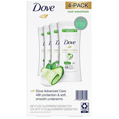 Dove Antiperspirant Deodorant Cool Essentials, 2.6 Ounce (Pack of 4)