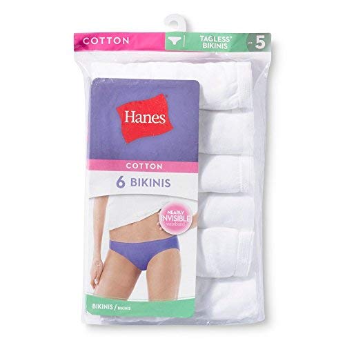 Hanes Women's Cotton Bikini 6 Pack White Size 5