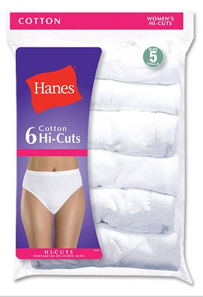 Hanes 6-Pack Cotton Hi-Cut Brief PP43 9/White