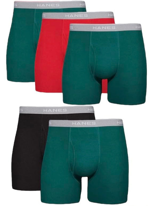 Hanes Ultimate Men's Tagless Boxer Briefs 5-Pack, Multi, XX-Large