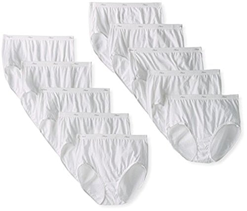 Hanes byHanes Womens Cotton Brief 10-Pack (White, Size 11)