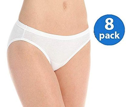 Hanes Women's 8Pack 100% Cotton Bikini Underwear Ladies Panties, White 9