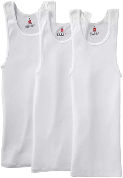 Hanes Men’s Tall 100% Cotton Tank Tops, Undershirts, Tagless and Sleeveless, 6X-Large Tall, Gray - 3 Pack