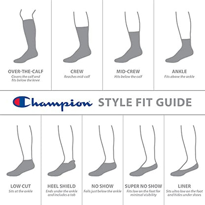 Champion Men's Double Dry Performance Quarter Socks, 6-Pack, Black, 6-12
