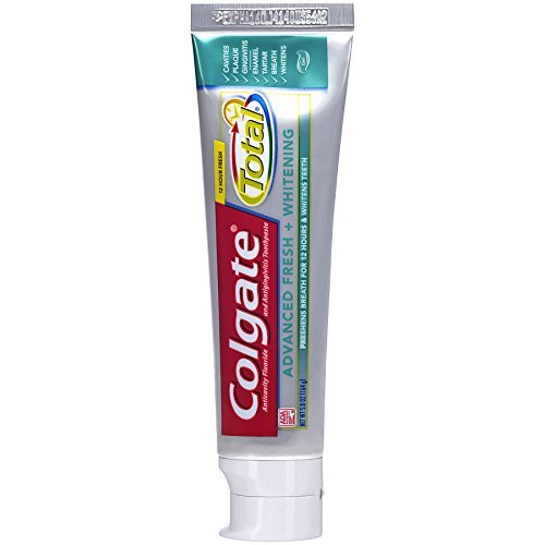 (PACK OF 2 TUBES) Colgate Total ADVANCED TOOTH WHITENING Toothpaste. Whitens & Removes Surface Stains! ANTI-CAVITY FLUORIDE, ANTI-GINGIVITIS & ANTI-PLAQUE! (Pack of 2 Tubes, 8.0oz each Tube)