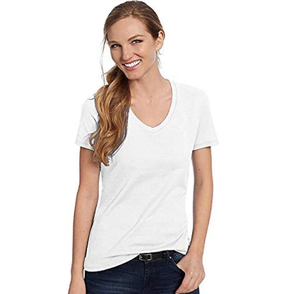 Hanes Womens Nano-T V-Neck T-Shirt White