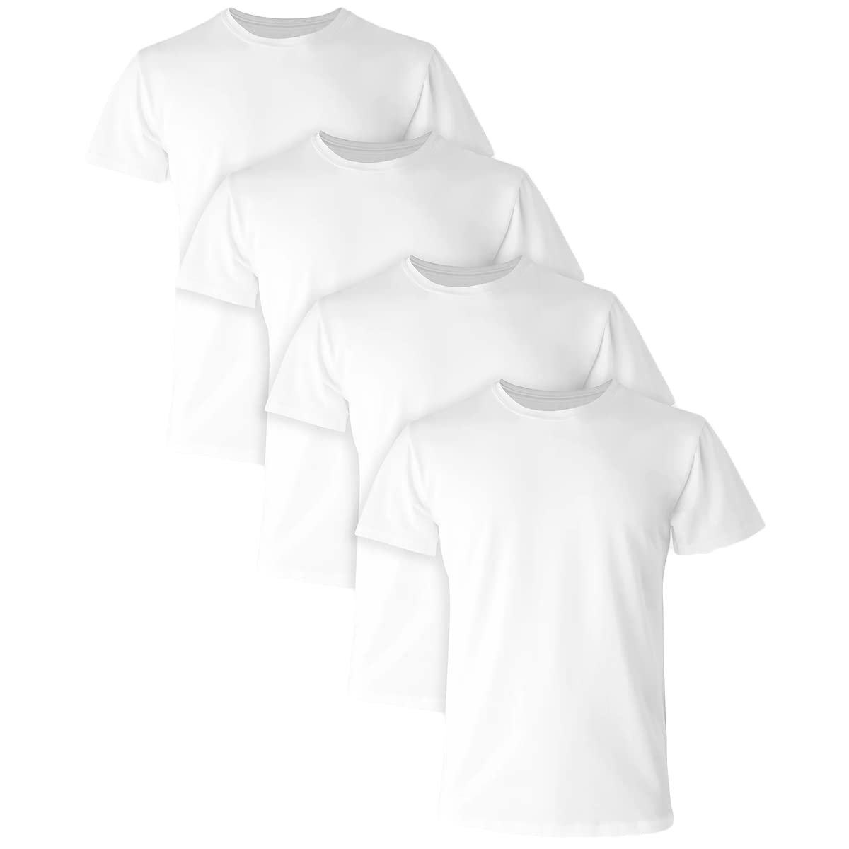 Hanes Ultimate Ultimate Comfort Fit Undershirt, Men’s Crewneck Stretch-Cotton T-Shirt, 4-Pack, White-4 Pack, XX-Large