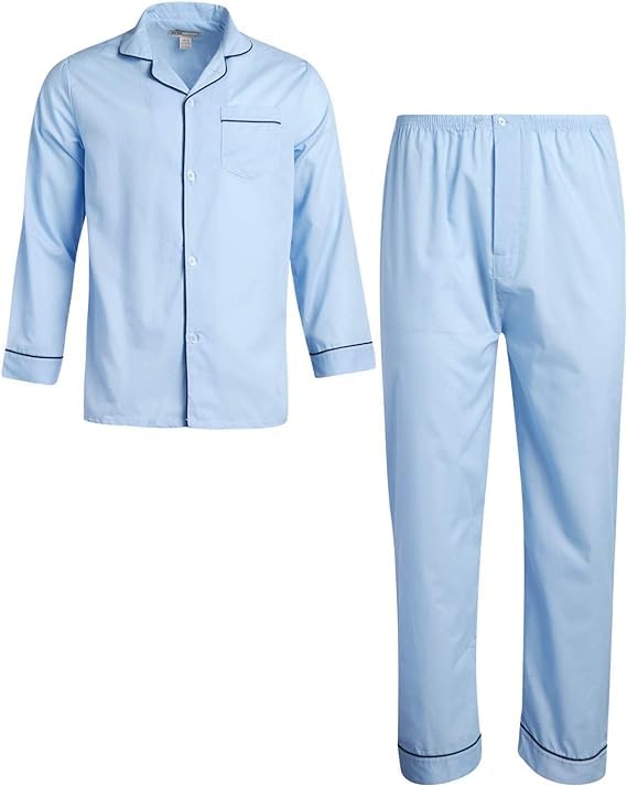 Ten West Apparel Men’s Pajamas Set - Long Sleeve Button Down Sleep Shirt and Pajama Bottoms Sleepwear Set, Size 2X-Large, Tan