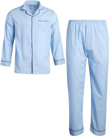 Ten West Apparel Men’s Pajamas Set - Long Sleeve Button Down Sleep Shirt and Pajama Bottoms Sleepwear Set, Size 2X-Large, Tan